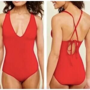 NWT Andie Women's The Bali One Piece Swimsuit Cherry Red Size L